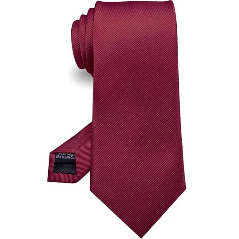 ⚡Men Burgundy Imported Silk Blend Solid Color Formal Stylish Affordable Neck Tie